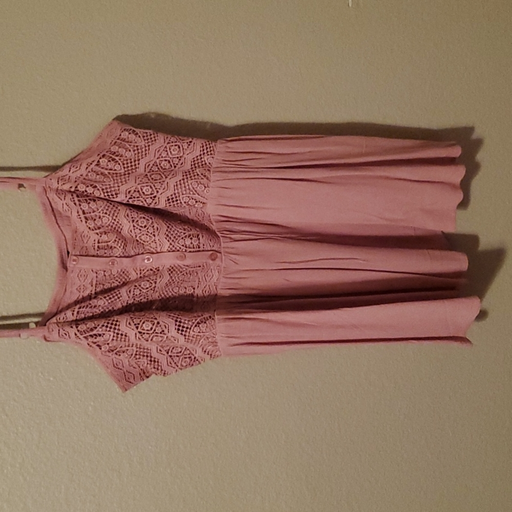Rose colored adjustable strapped baby doll tank